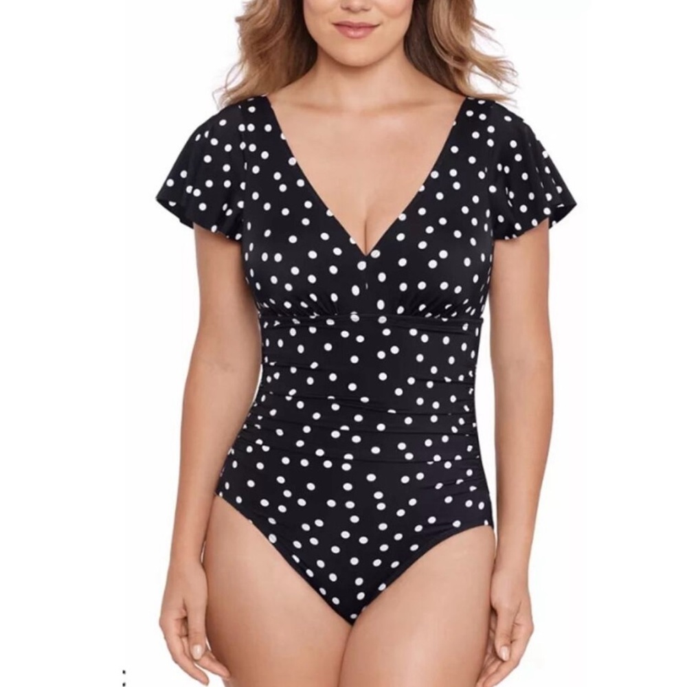Swim Solutions Polka Dot Swimsuit Size 16